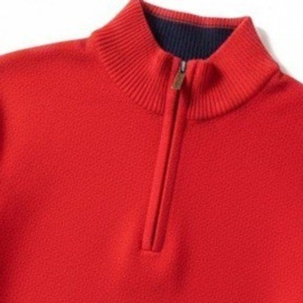 Club Room Quarter Zip Sweater Men‎ XXL Red 100% Cotton Textured Pullover GC